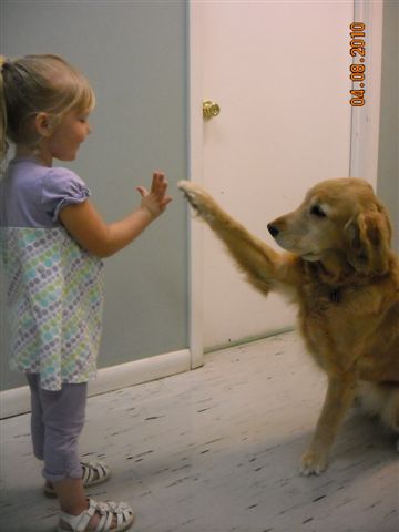 Emily & Dixie high 5!